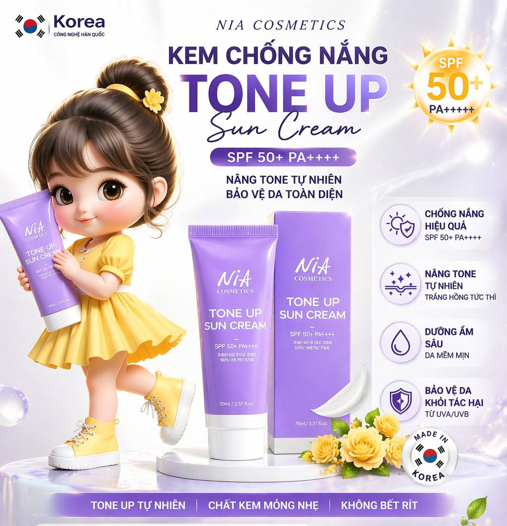Kem chống nắng nia cosmetics – Tone up trắng hồng ngay lập tức